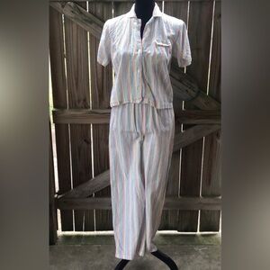 Vintage Nasty Gal Collection 2 Piece Multicolor Rainbow Striped Pajama Set 4